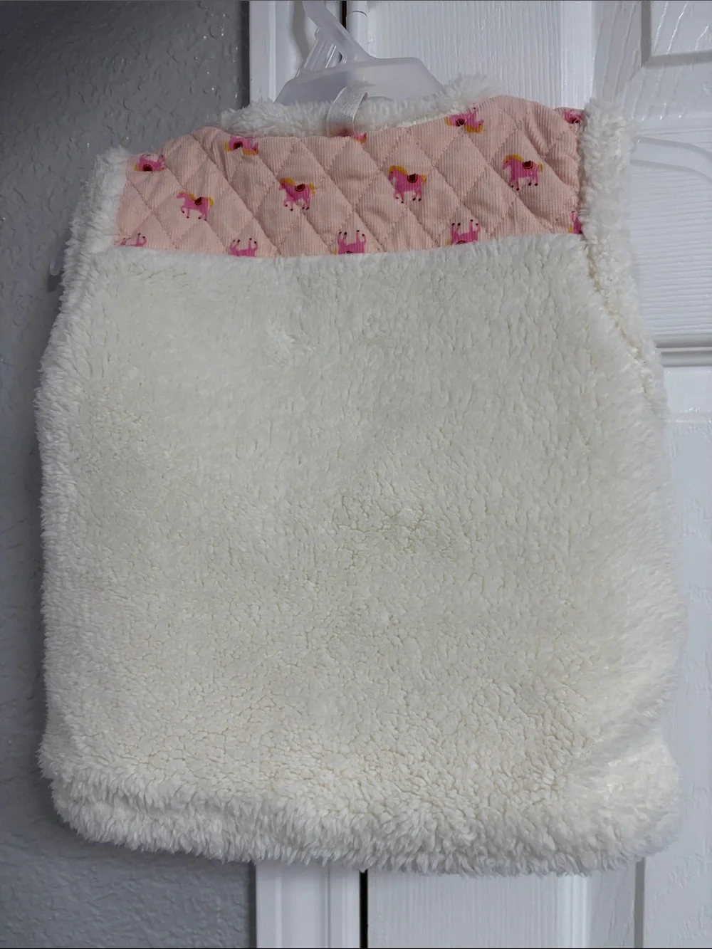 Matilda Jane Cream Sherpa Vest with Pink & Blue Button Accents